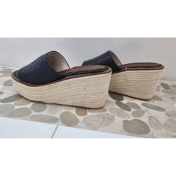 Freebird MIAMI Wedge Leather Sandal Black Snake Boho 7-7.5 NIB - Picture 4 of 10